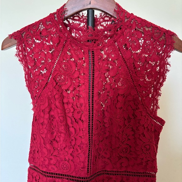 Bardot Burgundy Lace Midi Dress Small – Cocktail‎ Party Wedding Guest - Picture 2 of 5